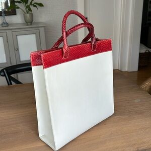Boutique designer tote bag- snakeskin and leather in EUC